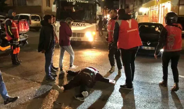 Tekirdağ'da otomobille çarpışan motosikletlinin yaralandığı kaza kamerada