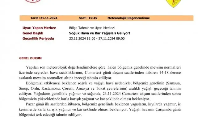 Meteoroloji'den 7 il için soğuk hava ve kar uyarısı