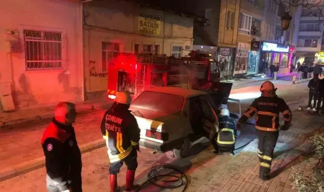 Otomobilde çıkan yangın korkuttu