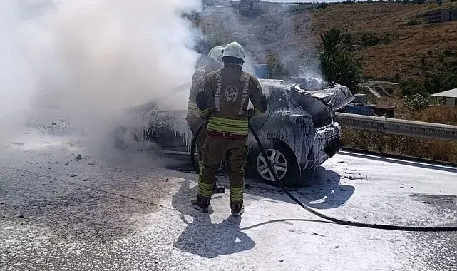 Belen'de otomobil alevlere teslim oldu