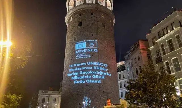 Galata Kulesi'ne yurtdışından getirilen kültürel mirasa ait görseller yansıtıldı