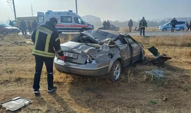 Kontrolden çıkan otomobil tarlaya takla attı: 1 yaralı