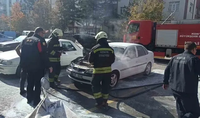 Otomobildeki yangın büyümeden söndürüldü
