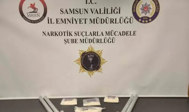 Samsun'da alüminyum boru içinde 768 gram metamfetamin ele geçirildi