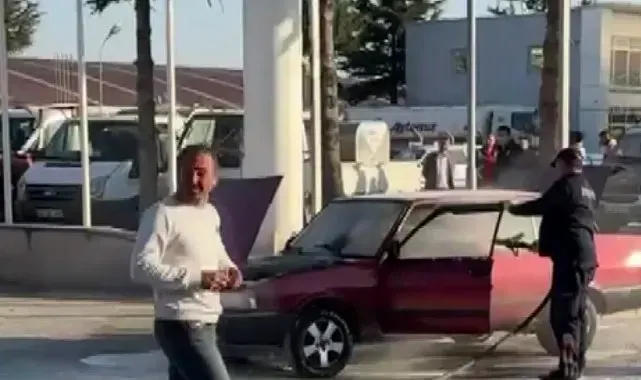 Alev alan Fiat Tofaş'ın sürücüsü son anda ölümden döndü