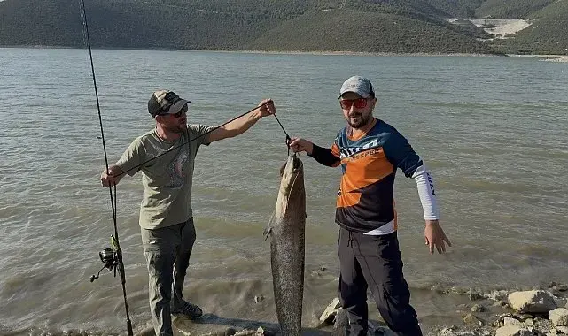 Turna avına çıkan balıkçıların oltasına 127 santimlik dev yayın takıldı