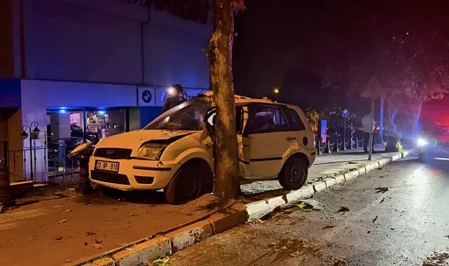 Kontrolden çıkan otomobil ağaca çarparak durabildi: 1 yaralı