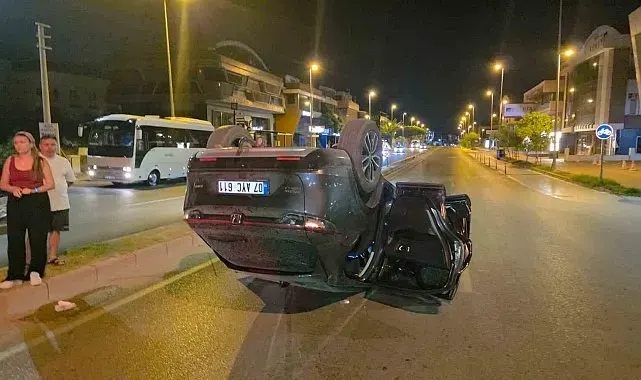 Virajı alamayan araç takla attı, sürücü yaralandı
