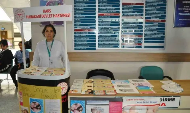 Kars Harakani Devlet Hastanesi'nde normal doğum bilinçlendirme standı açıldı