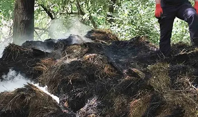 Hakkâri'de 400 balya ot yanarak kullanılamaz hale geldi